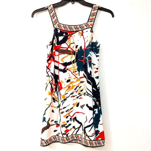 NWOT BCBG Paint Spatter Square Neck Shift Dress - Picture 3 of 5